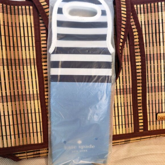 Kate Spade & Bamboodah 'Bamboo & Blue' Picnic Wine Tote Quad Bundle, NWT - Picture 8 of 12